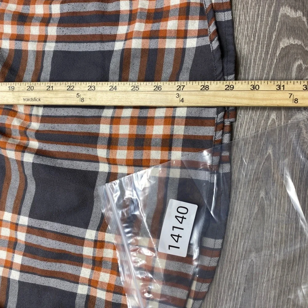 The North Face Button Down Mens L Grey Orange Plaid Flannel Outdoor Shirt